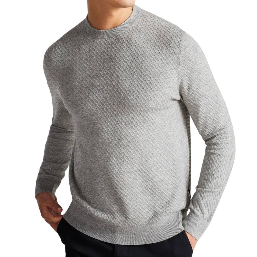Ted Baker NWT Knares Long Sleeve Textured Crew Neck Jumper Gray Size 6 (US XXL)